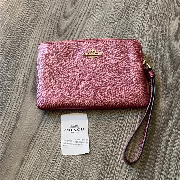 Coach Metallic Pink Wristlet Clutch - Picture 1 of 6